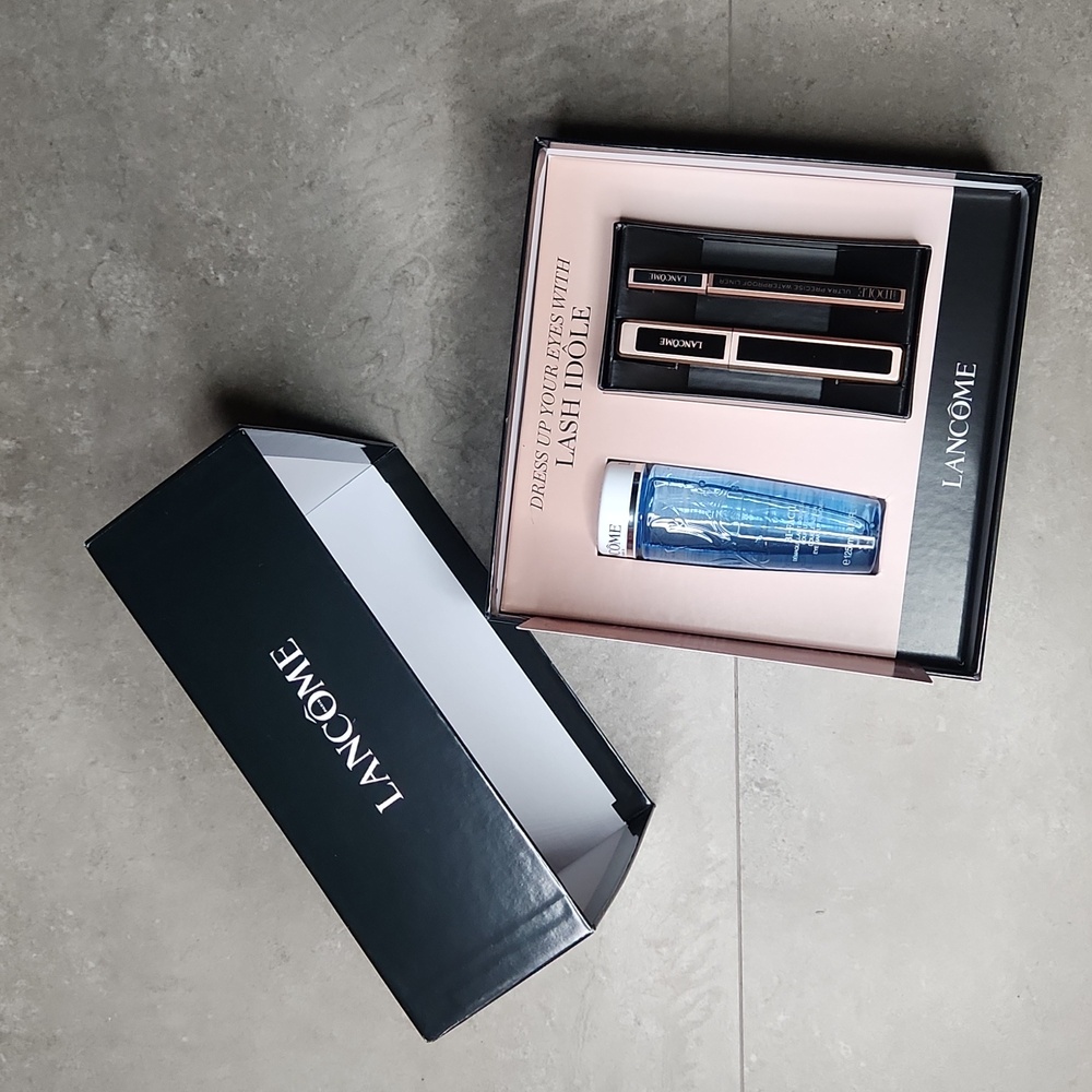 Lancome goodie box including water proof eyeliner, mascara and makeup remover